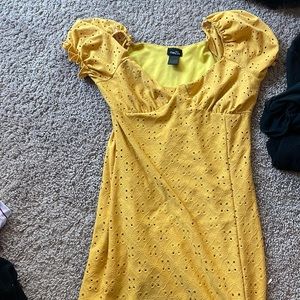 never worn yellow dress silk on inside